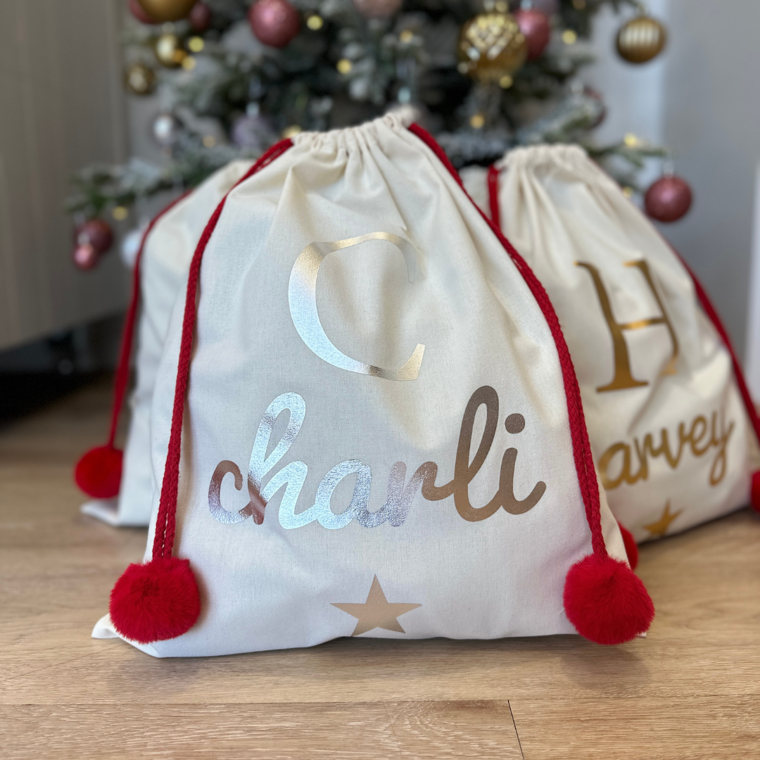 CHRISTMAS: Santa Sack with Initial & Personalised Name