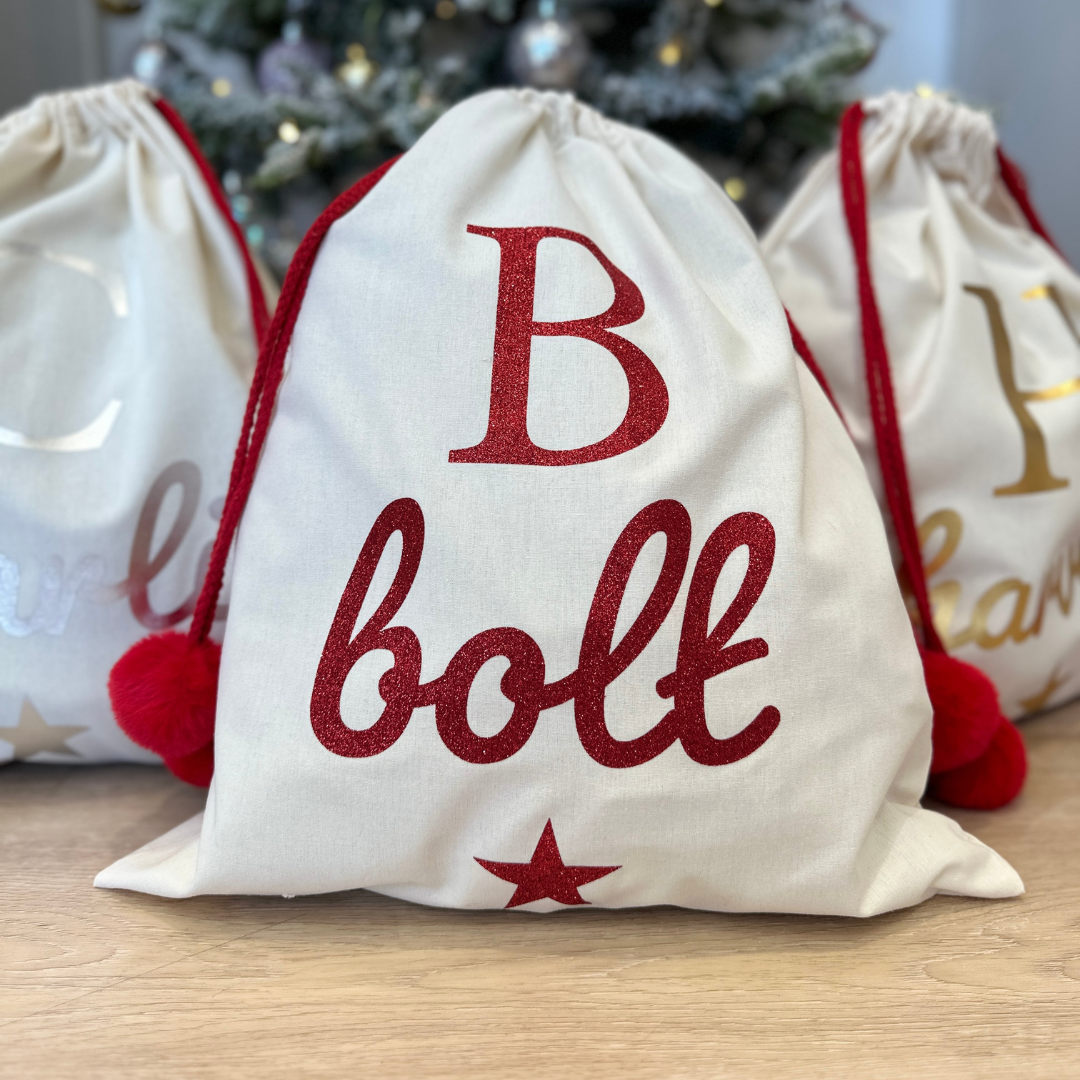 CHRISTMAS: Santa Sack with Initial & Personalised Name