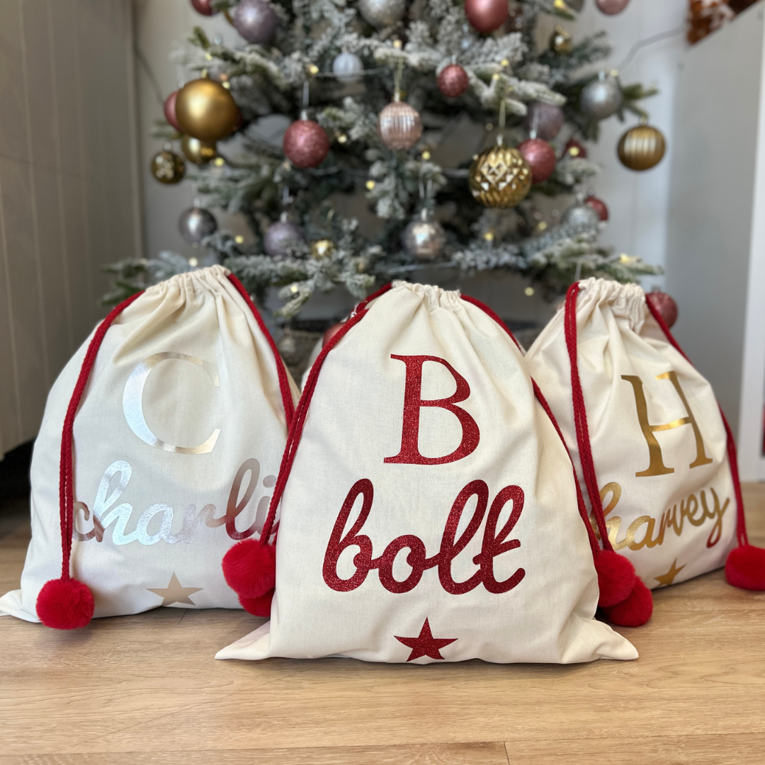CHRISTMAS: Santa Sack with Initial & Personalised Name