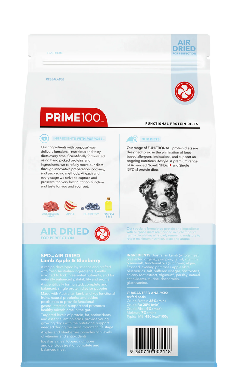 DOG FOOD: Prime100 SPD Air Puppy Lamb, Apple & Blueberry 120g