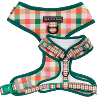 ADJUSTABLE DOG HARNESS: Candy Lane Plaid