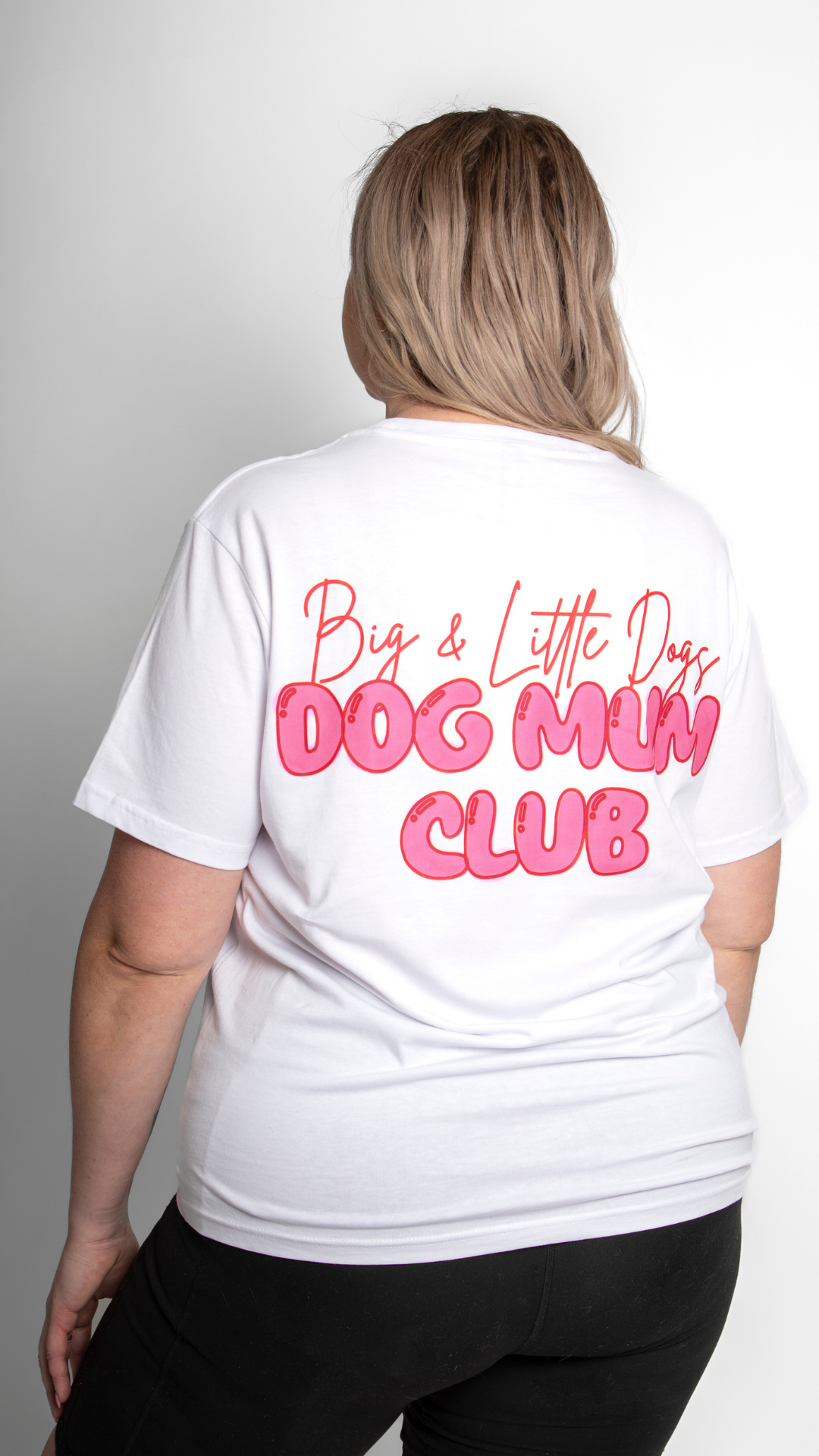 BLD LIFESTYLE CLUB OVERSIZED TEE: "Big & Little Dogs Dog Mum Club" | White (Digital Printing)