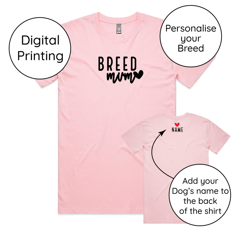 BLD LIFESTYLE CLUB TEE (Unisex Sizing): "Breed Mum" | Pink (Digital Printing)
