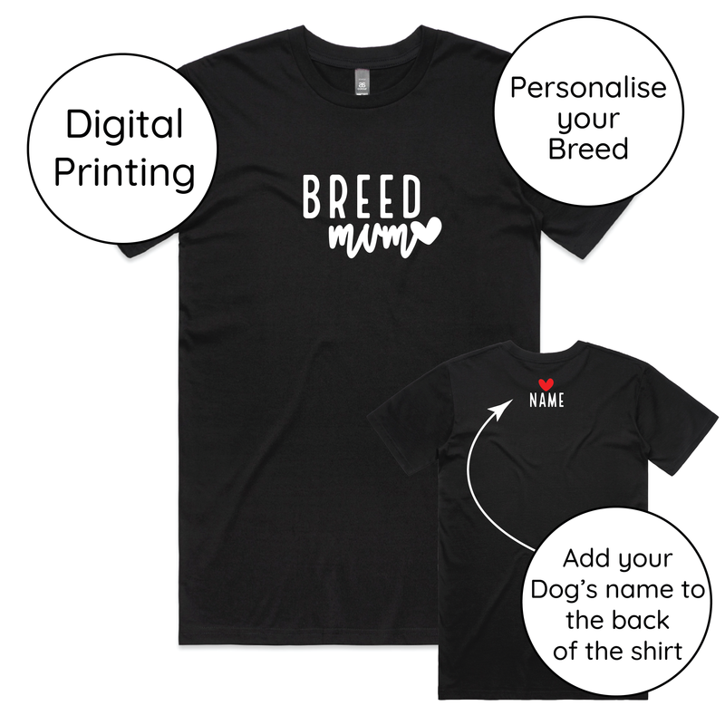 BLD LIFESTYLE CLUB TEE (Unisex Sizing): "Breed Mum" | Black (Digital Printing)