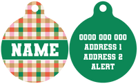 Pet ID Tag | Candy Lane Plaid (Green)