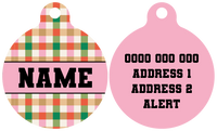 Pet ID Tag | Candy Lane Plaid (Pink)