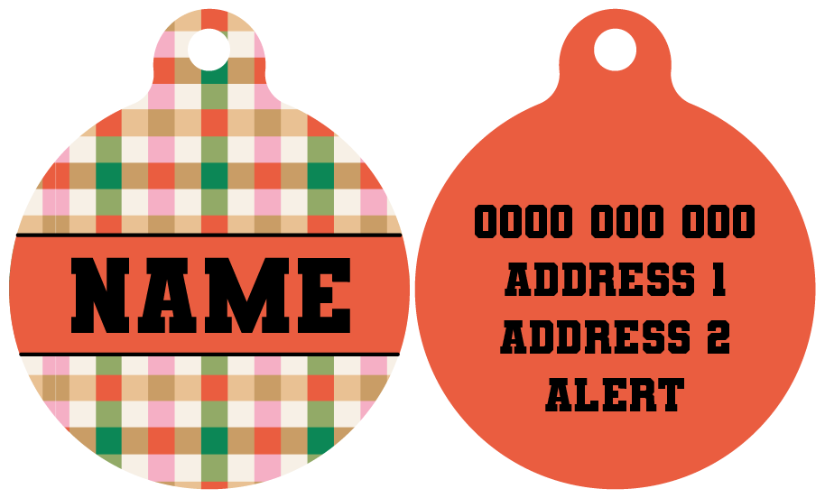 Pet ID Tag | Candy Lane Plaid (Red)