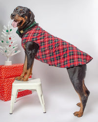 DOG STRETCH FLEECE | Goldpaw: Red Plaid