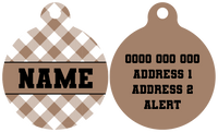 Pet ID Tag | Coffee Gingham