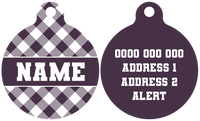 Pet ID Tag | Plum Gingham