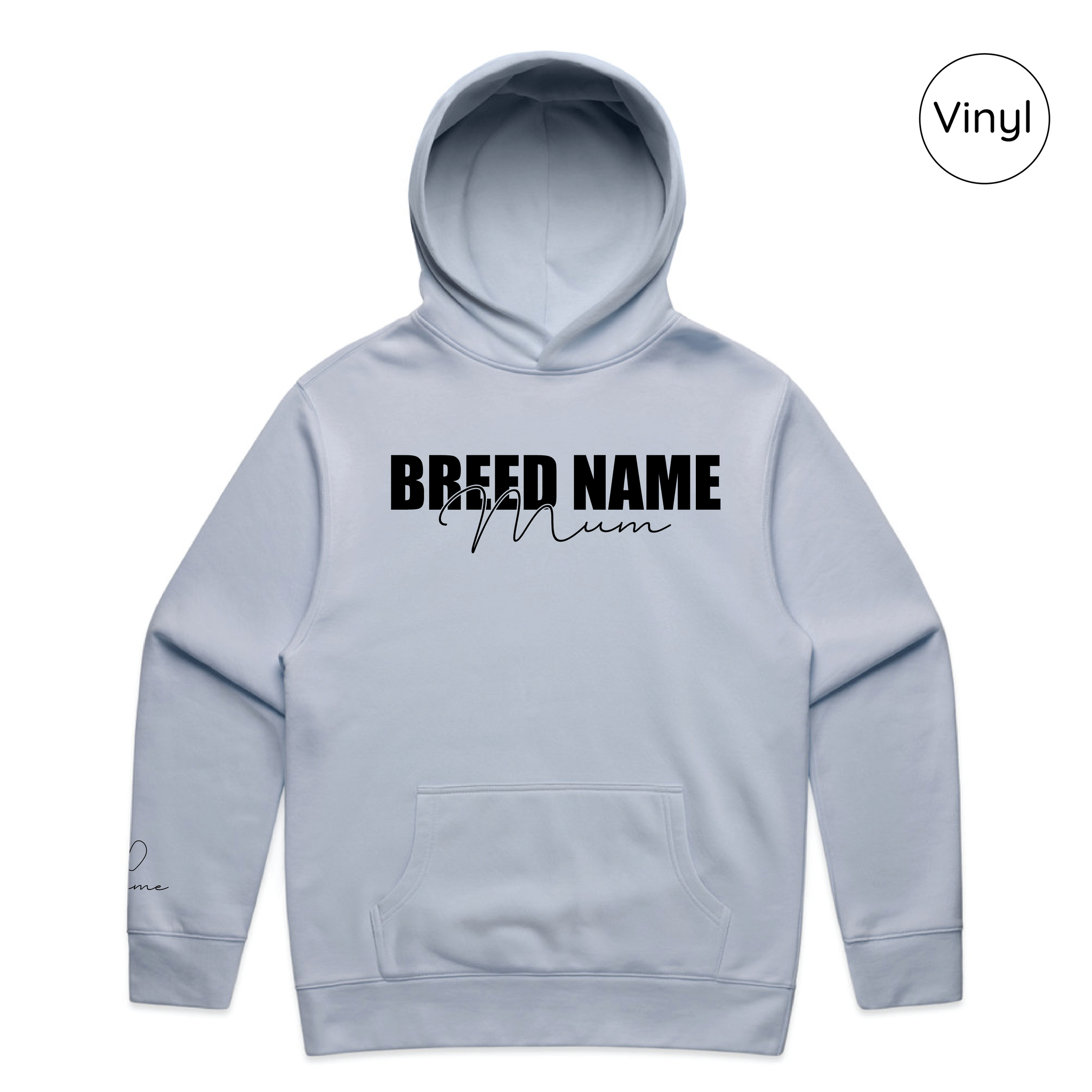 BLD LIFESTYLE CLUB HOODIE: "Breed Mum" | Powder Blue (Vinyl)