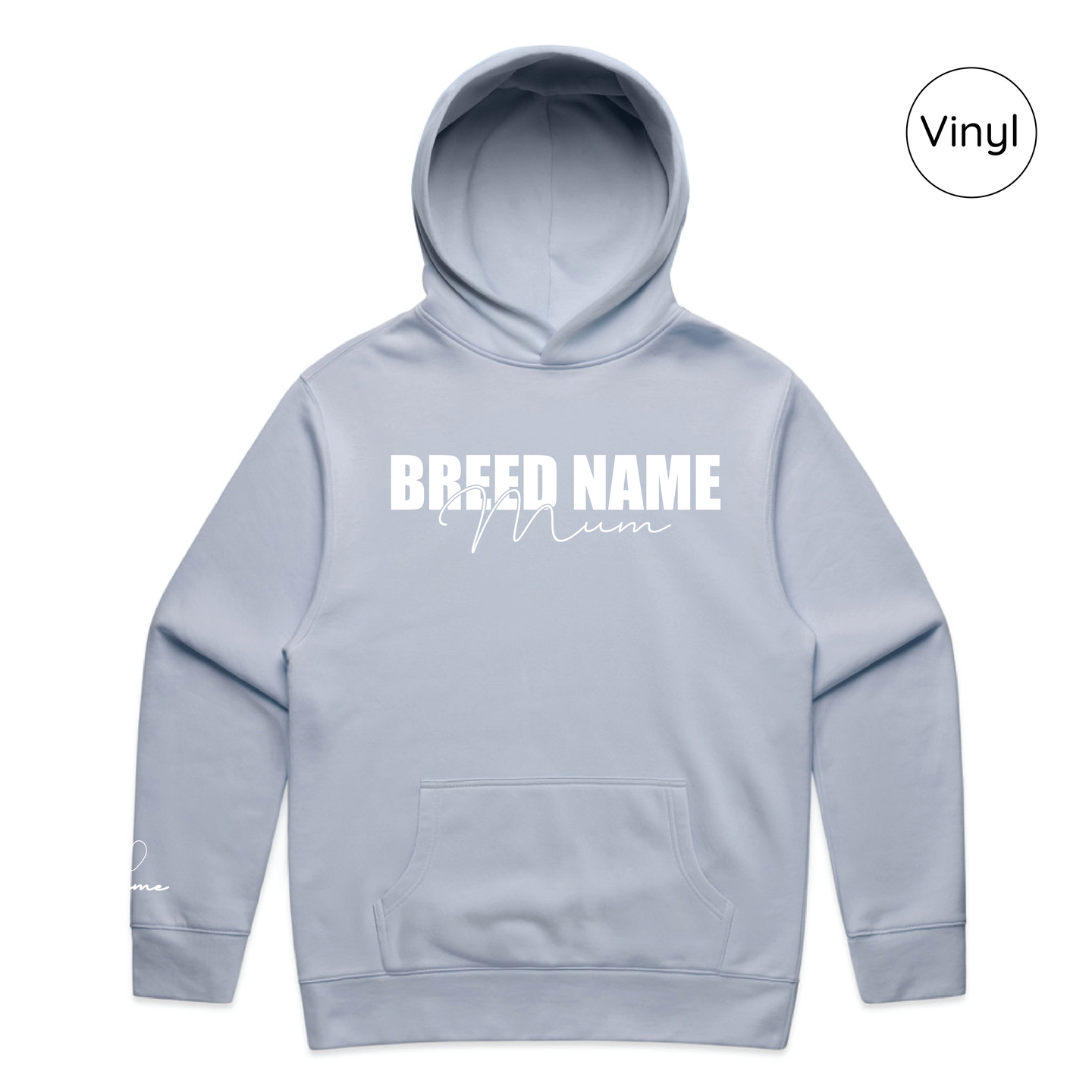 BLD LIFESTYLE CLUB HOODIE: "Breed Mum" | Powder Blue (Vinyl)