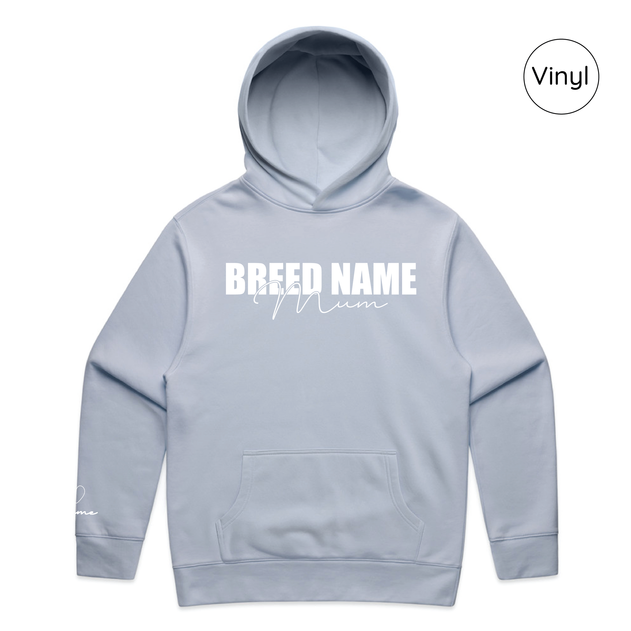 BLD LIFESTYLE CLUB HOODIE: "Breed Mum" | Powder Blue (Vinyl)