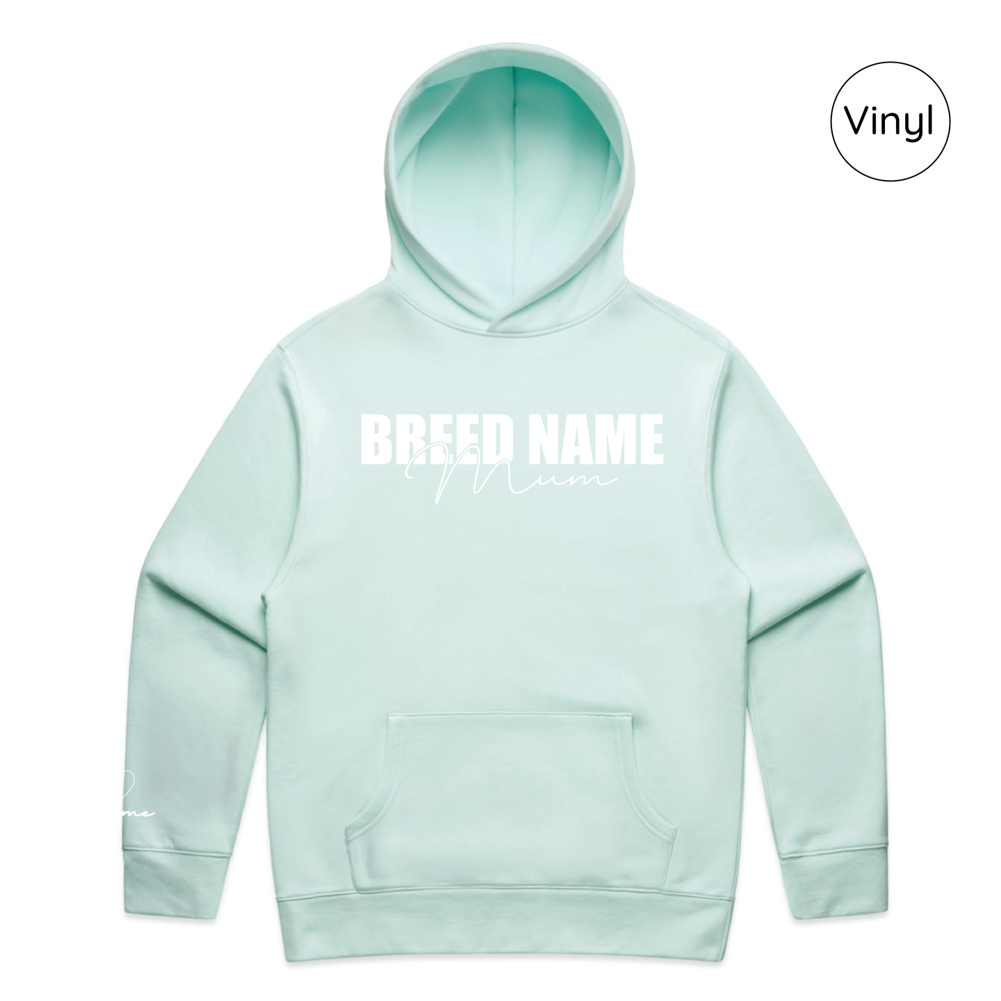 BLD LIFESTYLE CLUB HOODIE: "Breed Mum" | Seafoam (Vinyl)
