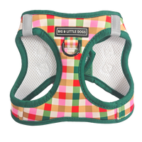 STEP-IN DOG HARNESS: Candy Lane Plaid