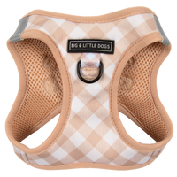 STEP-IN DOG HARNESS: Latte Gingham