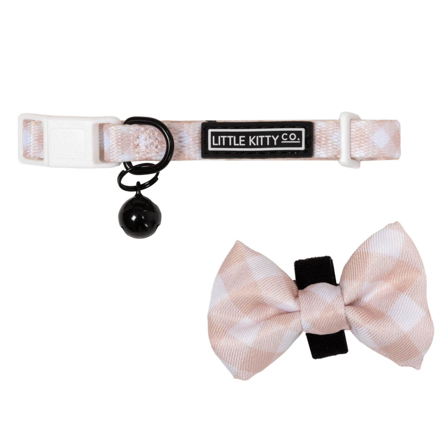 CAT COLLAR & BOW TIE: Latte Gingham