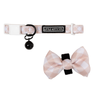 CAT COLLAR & BOW TIE: Latte Gingham