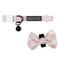 CAT COLLAR & BOW TIE: Latte Gingham