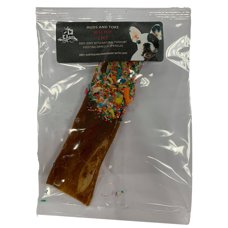 DOG TREATS Huds and Toke Beef Pop | Dipped Beef Jerky