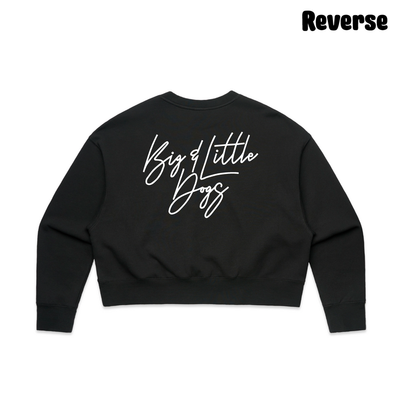 BLD LIFESTYLE CLUB OVERSIZED CROPPED CREW: "Big & Little Dogs" | Black (Embroidery)