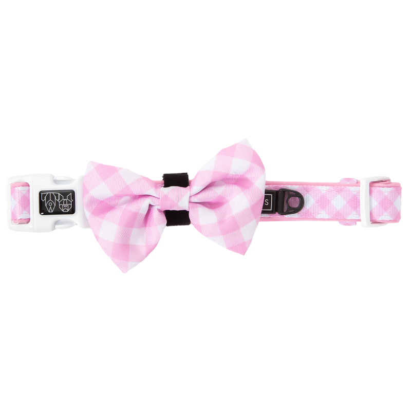 Dog Collar and Bow Time Pretty Pink Gingham