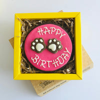 DOG TREATS | Golden BARKery: Happy Birthday Circle Dog Cookie (Pink}