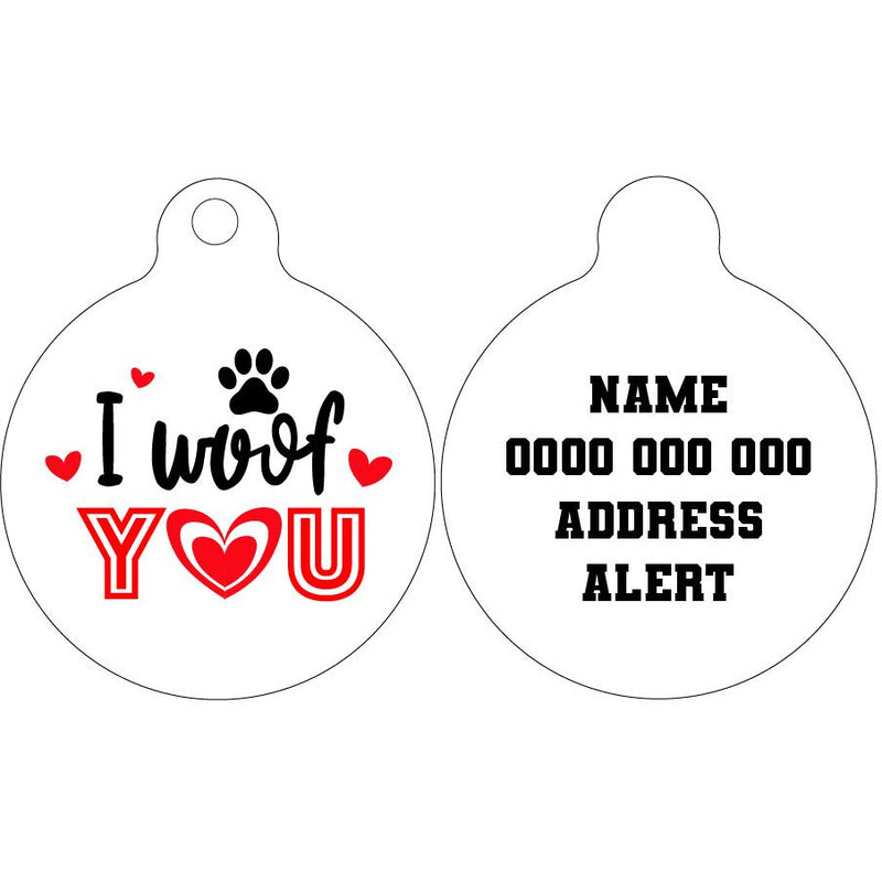 Pet ID Tag | I Woof You (Paw & Hearts)