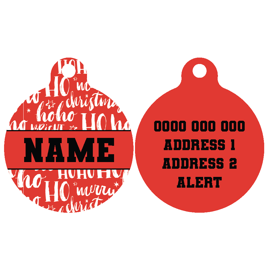 Pet ID Tag | Merry Christmas HoHoHo (Red)