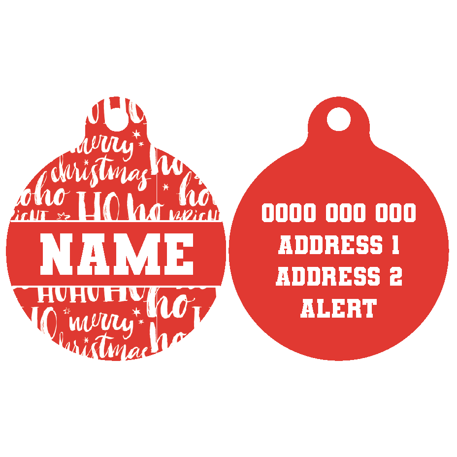 Pet ID Tag | Merry Christmas HoHoHo (Red)