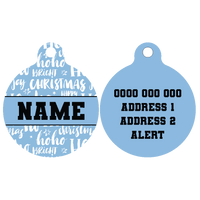 Pet ID Tag | Merry Christmas HoHoHo (Blue)