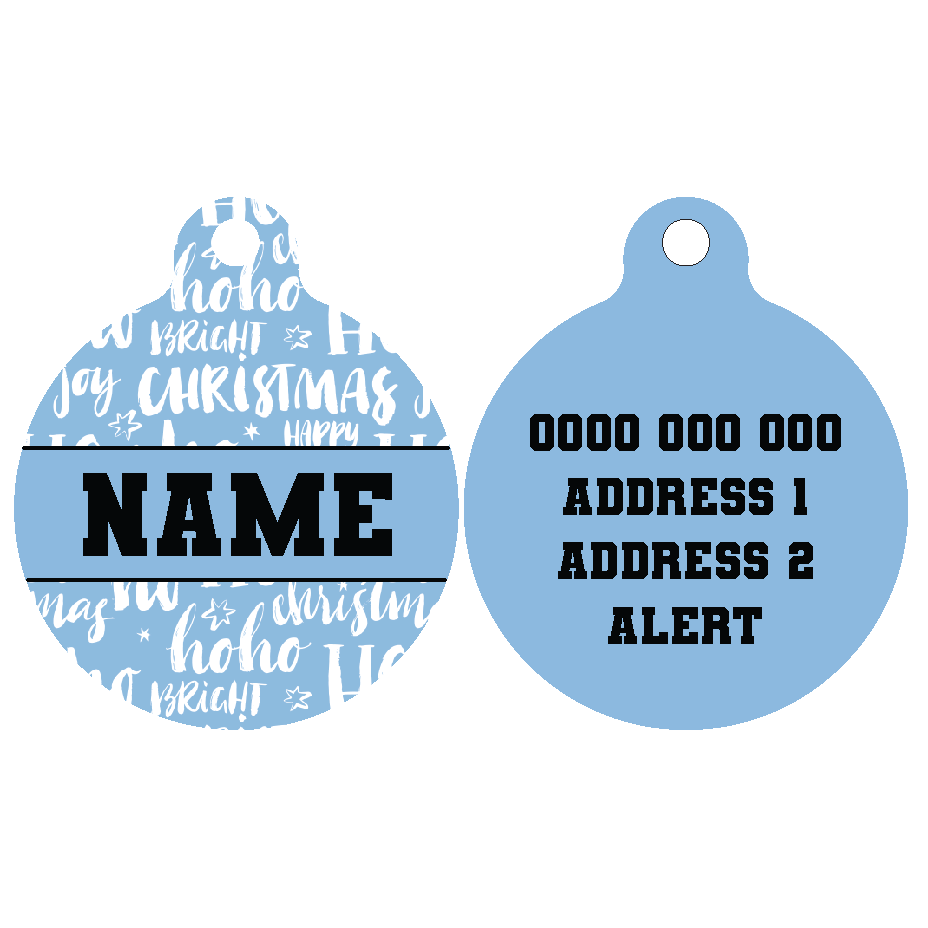 Pet ID Tag | Merry Christmas HoHoHo (Blue)