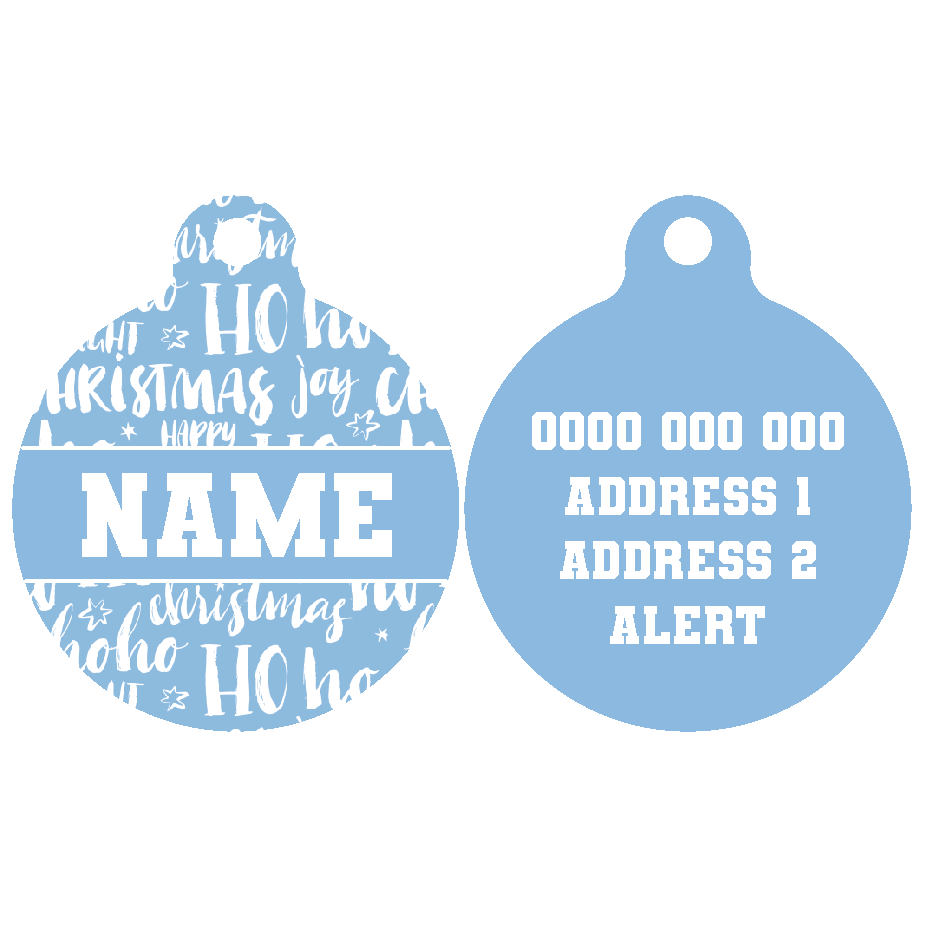 Pet ID Tag | Merry Christmas HoHoHo (Blue)