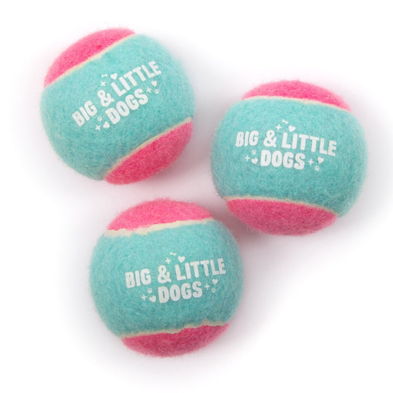 TENNIS BALL: Pink & Teal Squeaker Balls (Medium - 3 Pack)