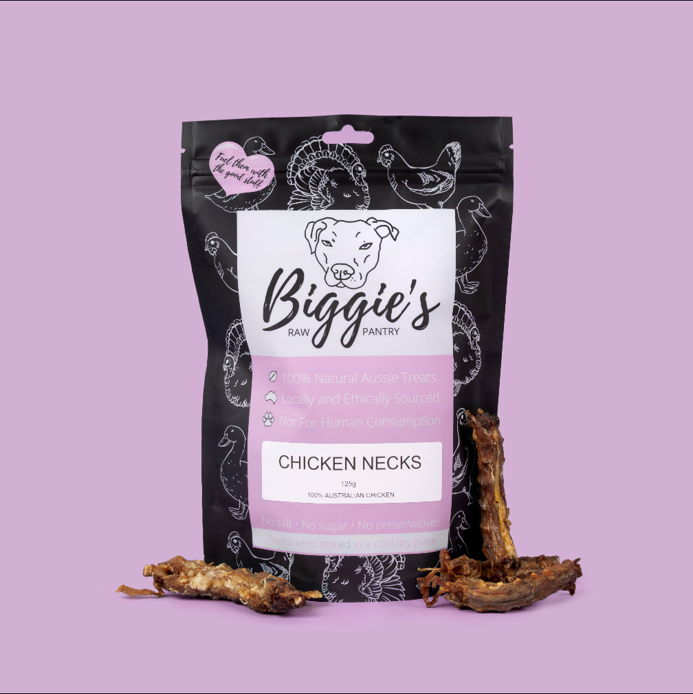 DOG TREATS: Biggies Raw Pantry | Chicken Necks 125g