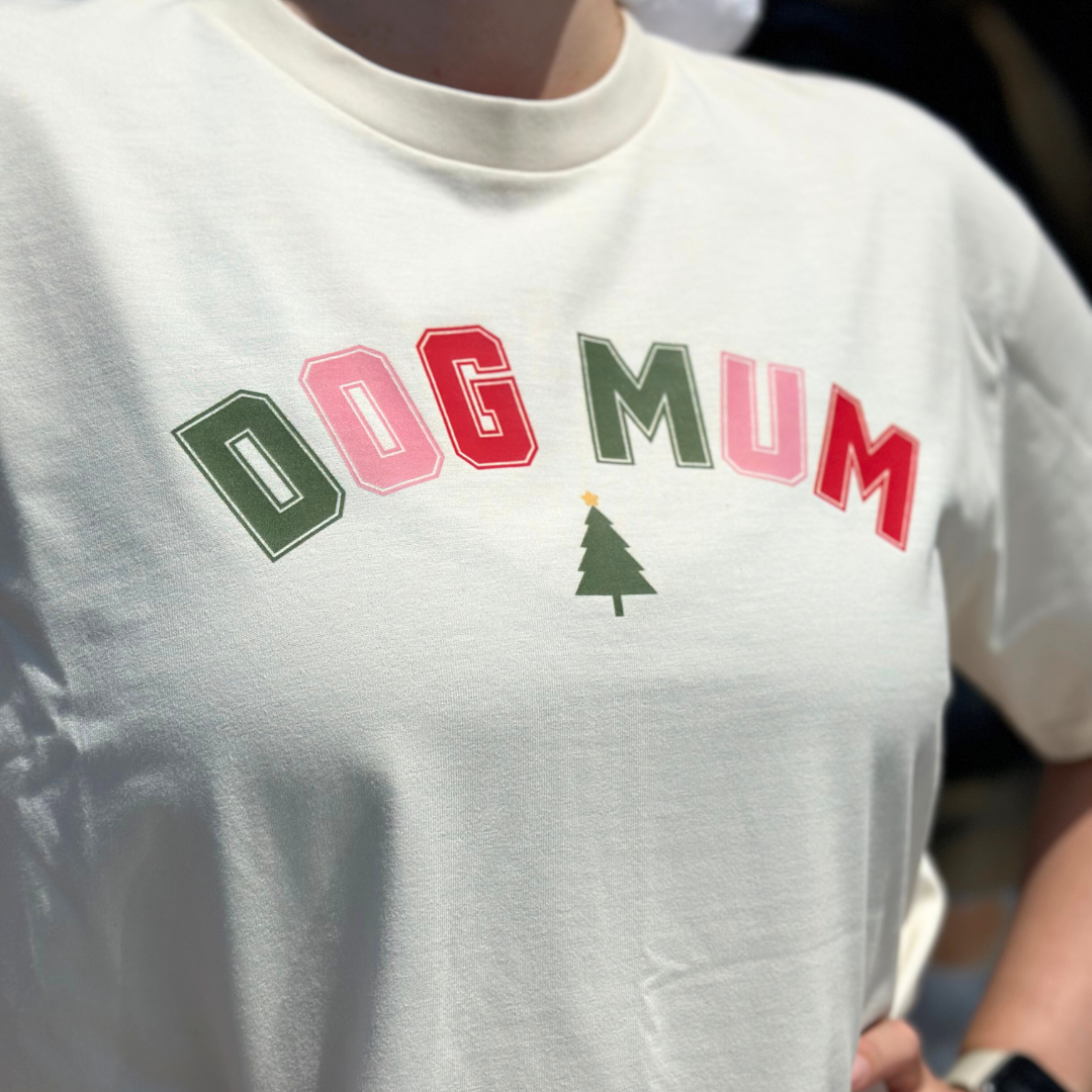 BLD LIFESTYLE CLUB TEE: "Christmas Dog Mum" | Ecru (Digital Printing)