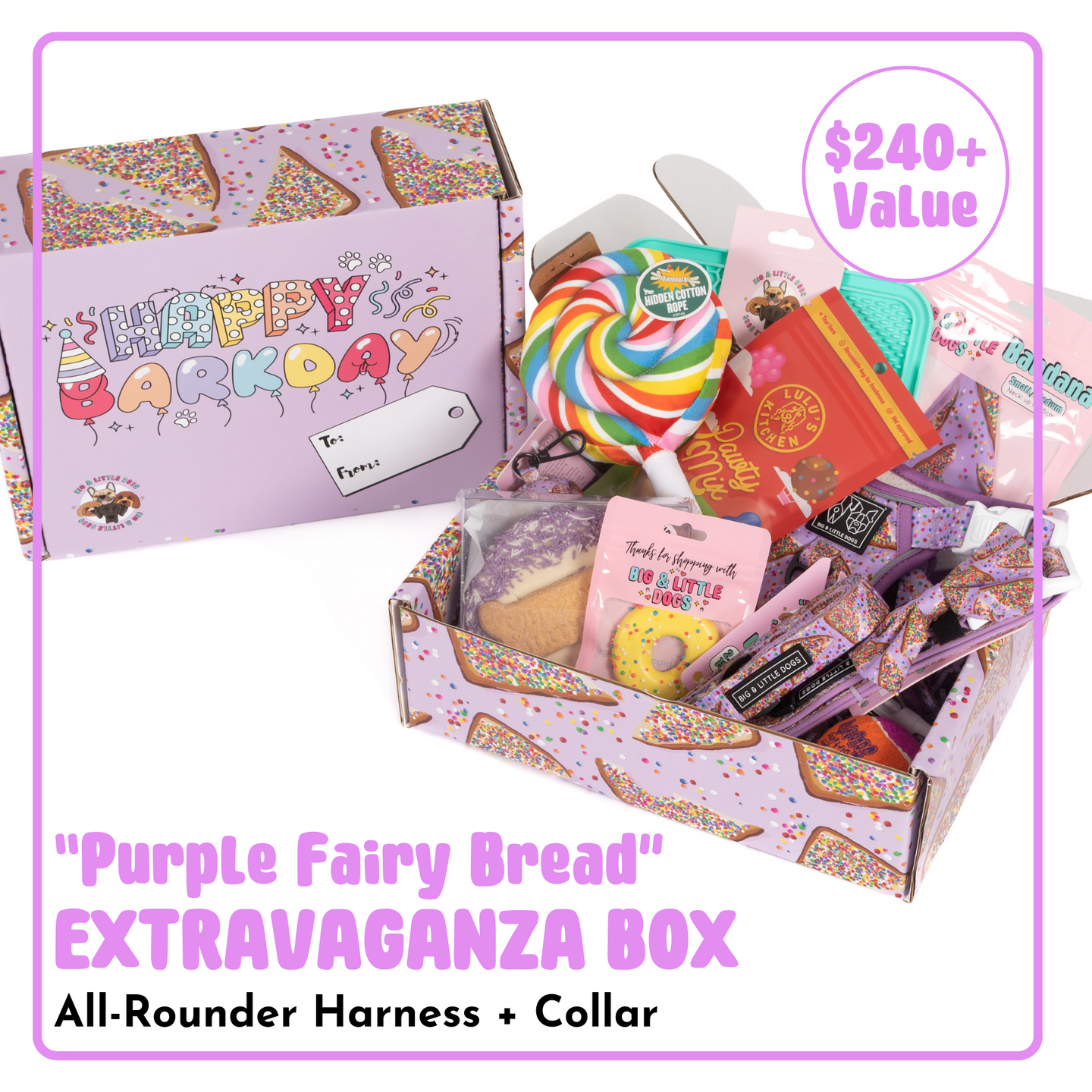 BIRTHDAY EXTRAVAGANZA BOX: "Purple Fairy Bread" Harness & Collar