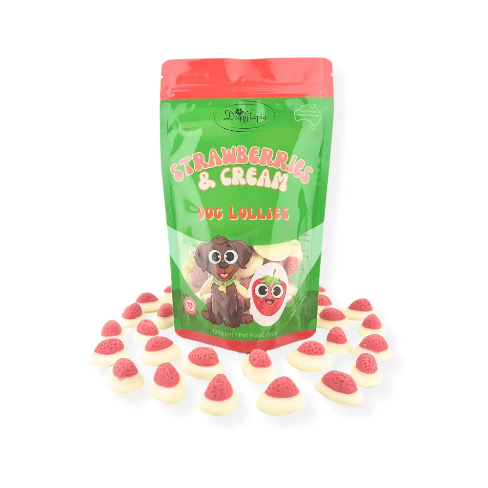 DOG TREATS | Doggy Topia - Strawberries & Cream Dog Lollies
