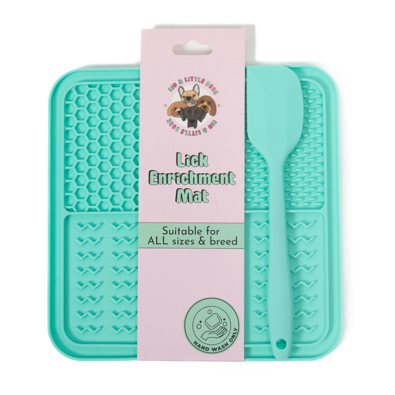 LICK ENRICHMENT MAT: Teal (with silicone spatula)