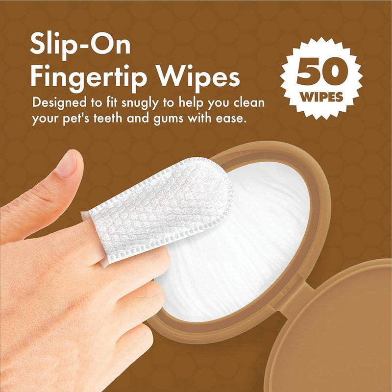 Petkin: Fingertip Tooth Wipes - Peanut Butter (50pk)