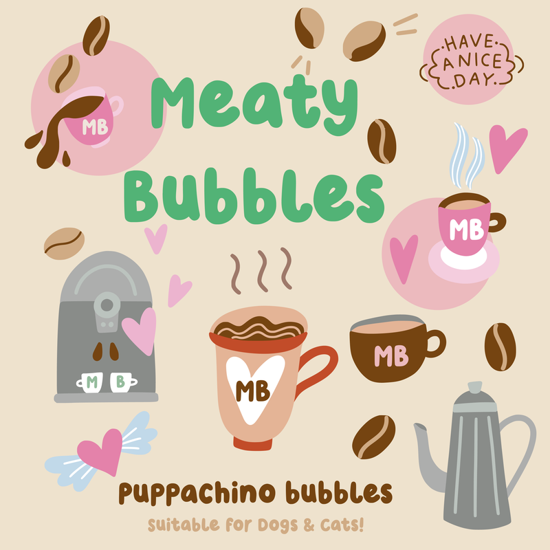 Meaty Bubbles: Puppachino Bubbles (150ml) (NEW)