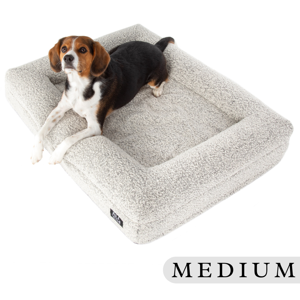 LUXE ORTHOPAEDIC DOG BED: Salt & Pepper Boucle (MEDIUM)