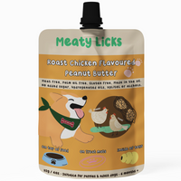 DOG TREATS | Meaty Licks: Roast Chicken Flavoured Peanut Butter Pouch 113g