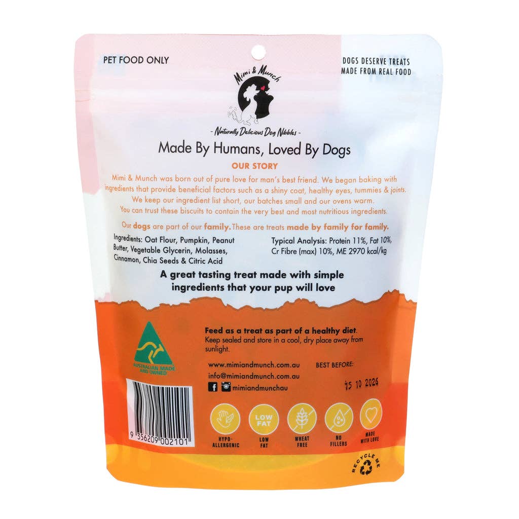 DOG TREATS | Mimi & Munch - Pumpkin Pie Soft & Chewy Natural Dog Treats
