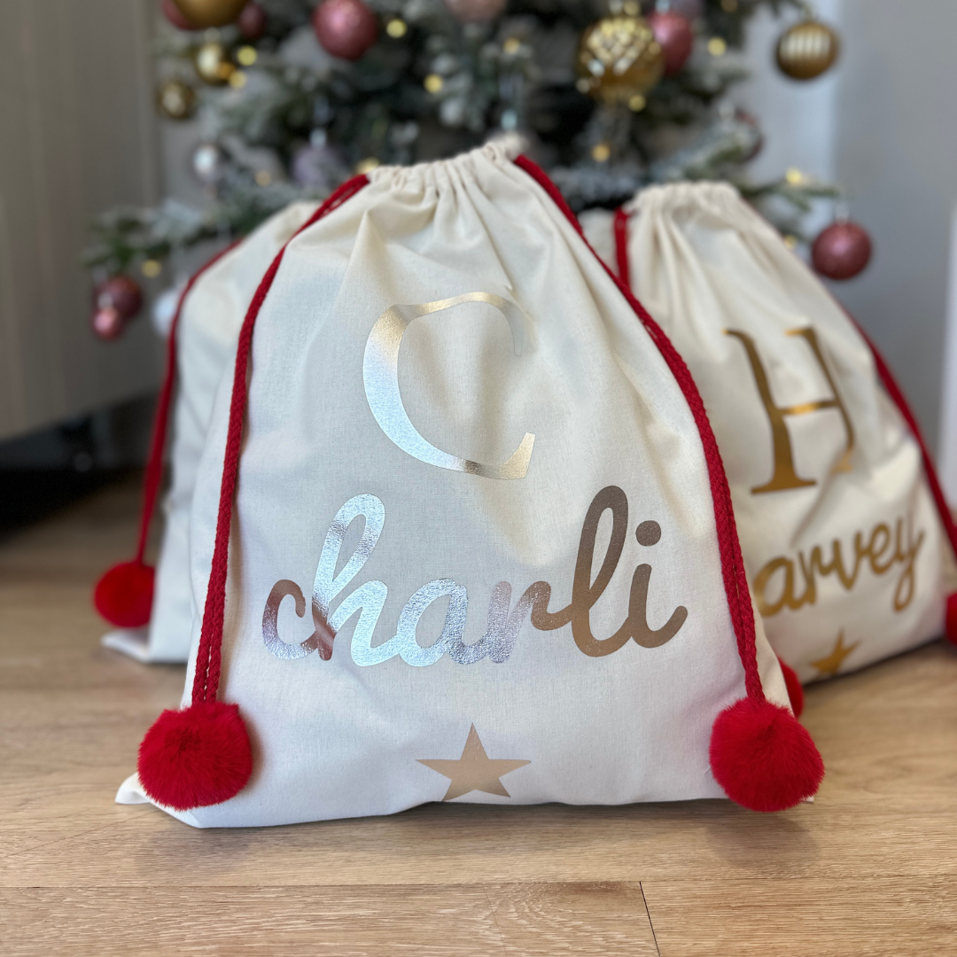 CHRISTMAS 2024: Santa Sack with Initial & Personalised Name (NEW!)