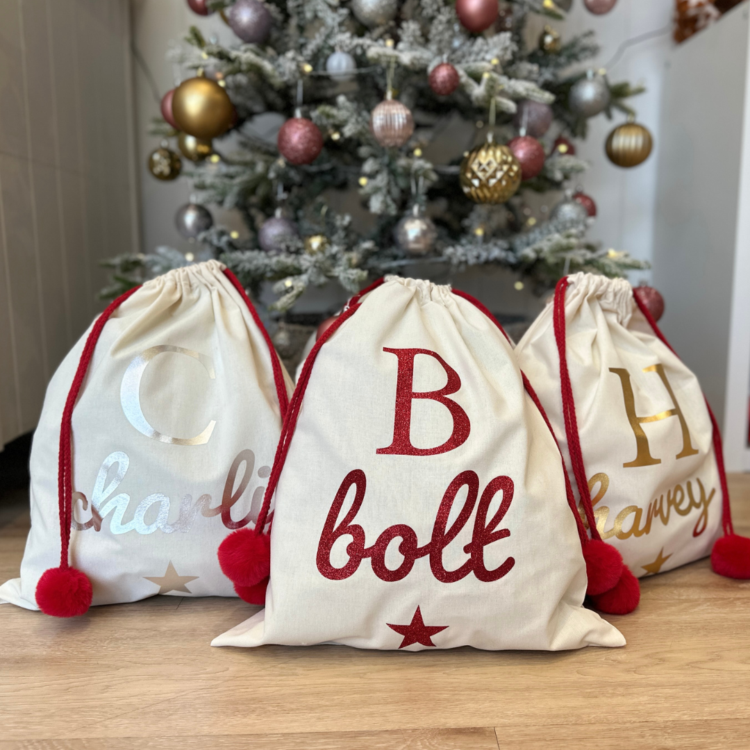 CHRISTMAS 2024: Santa Sack with Initial & Personalised Name {FINAL SALE}