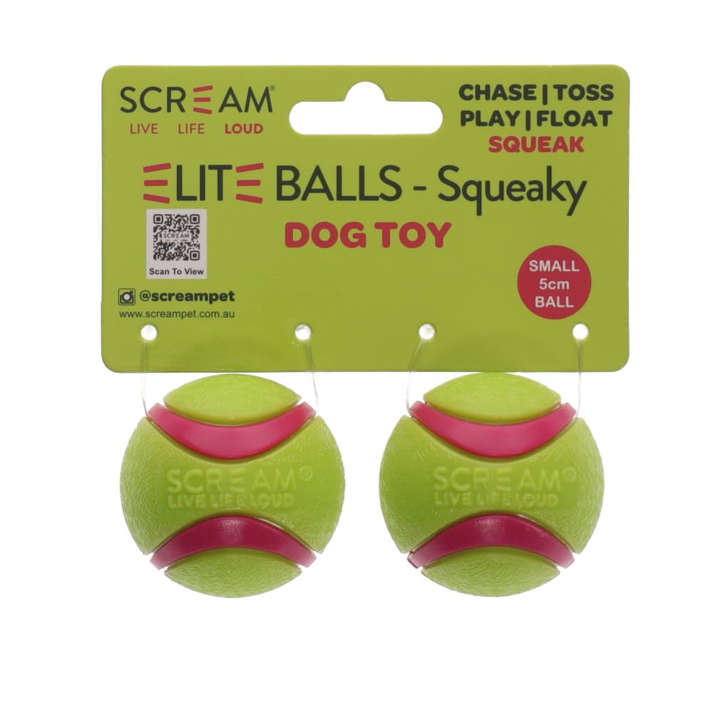 Scream: Elite Ball SQUEAKY Loud Green & Pink 2pk Small