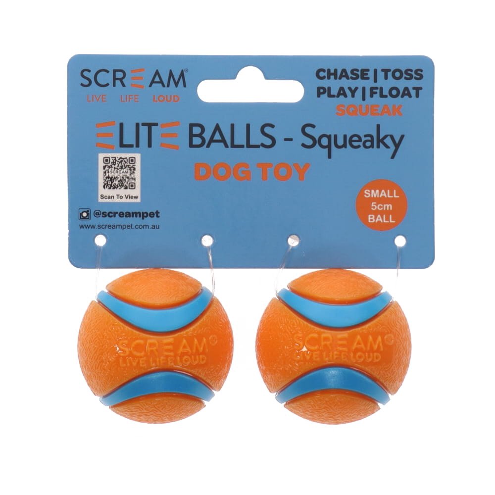 Scream: Elite Ball SQUEAKY Loud Orange & Blue 2pk Small