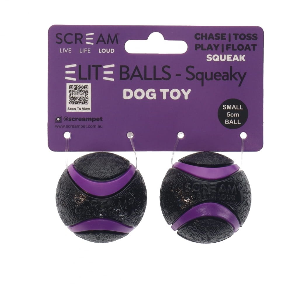 Scream: Elite Ball SQUEAKY Loud Black & Purple 2pk Small