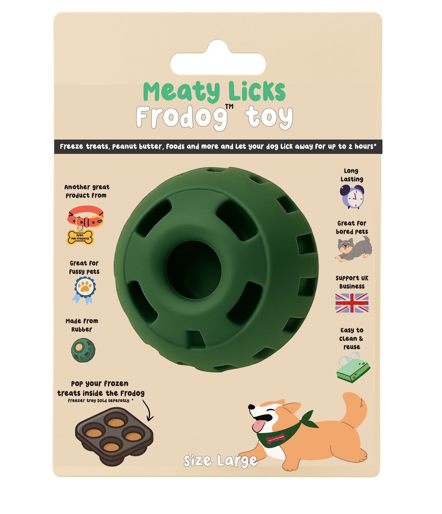 DOG ENRICHMENT | Apex Pet Products: FRODOG Bundle by Meaty Licks (Large Frodog Toy + Freezer Tray)